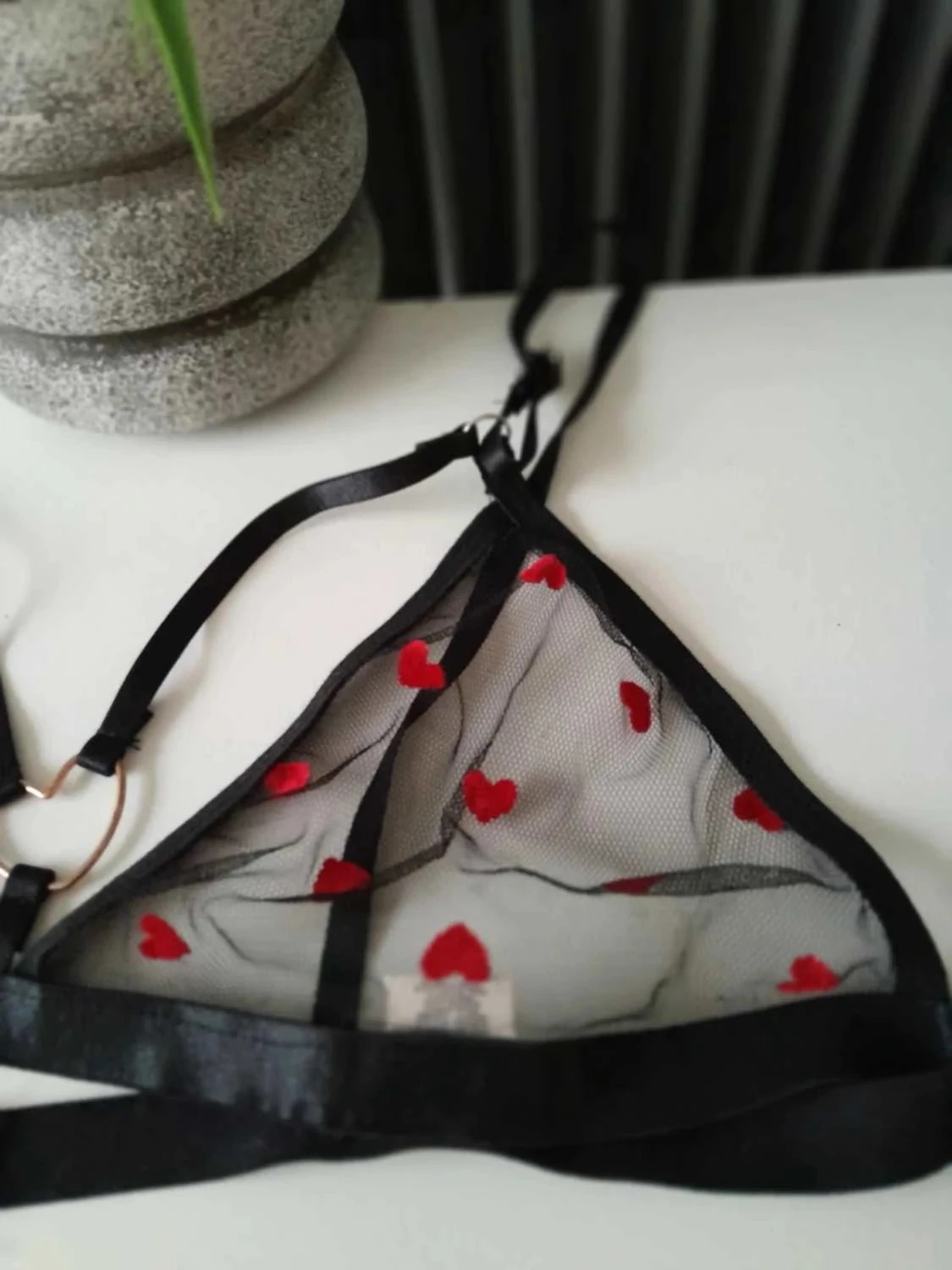 Soutien gorge para mujer, negro con corazones, talla M – photo 2